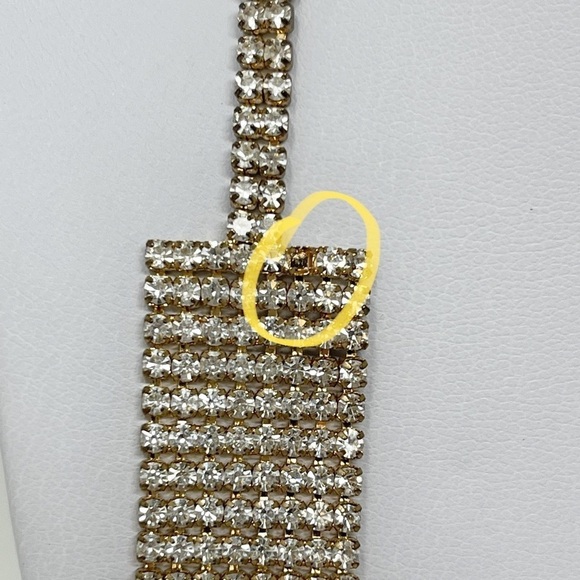 Crystal Trim Rhinestone Gold Tone Necklace - Picture 10 of 12
